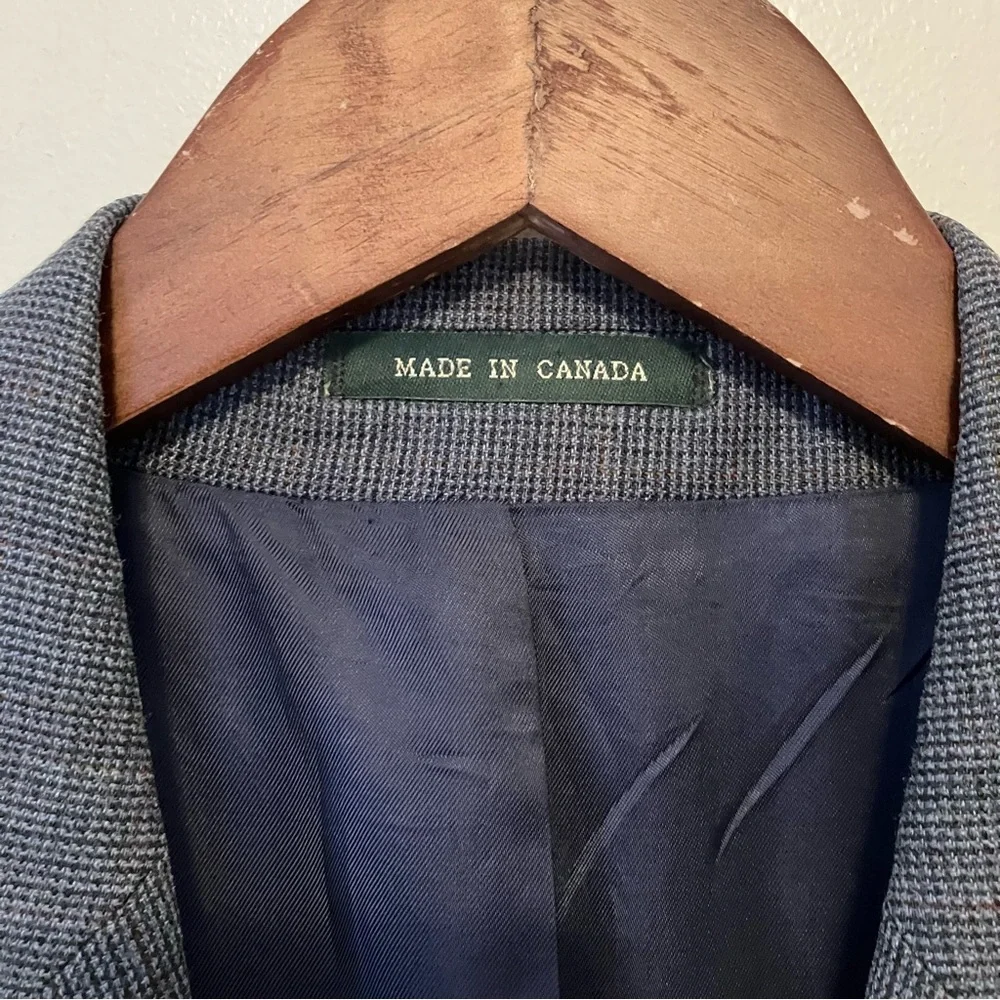 Lauren Ralph Lauren Blazer Suit Jacket Mens 42R Sports Coat Wool Silk Plaid Blue